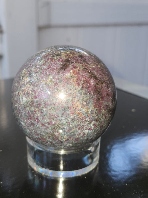 14 ounce ruby in kyanite sphere!! Uv reactive, 60mm mm, 2.36 inches