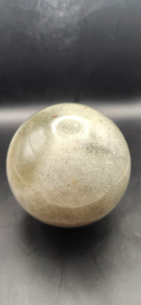 Green aventurine silver flash sphere! 76.4mm, 3 inches, 1.6 pounds