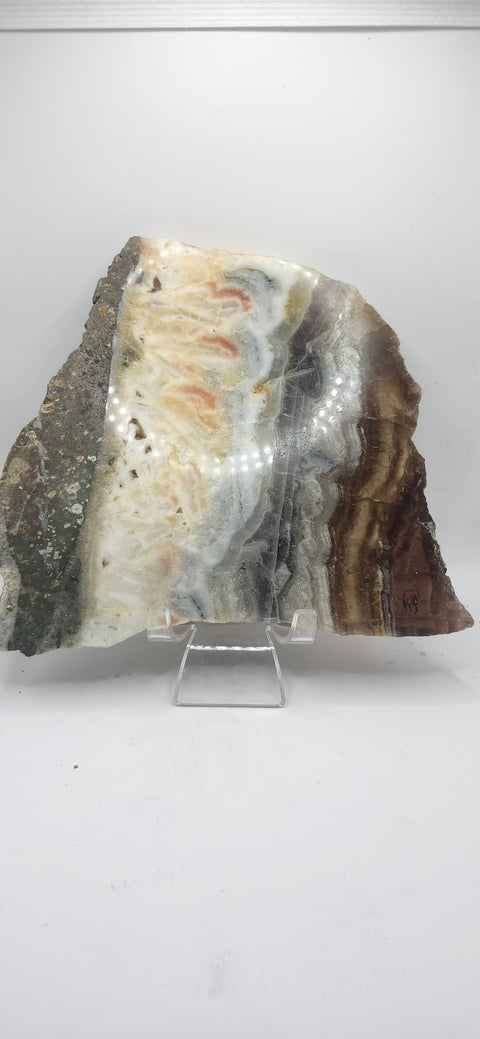 Multi color agate slab! 1.11 pounds, 6 inches by 5.8