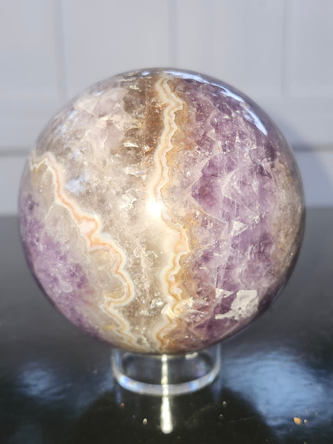 Amethyst lace agate sphere! 76mm, 3 inches, 1.6 pounds