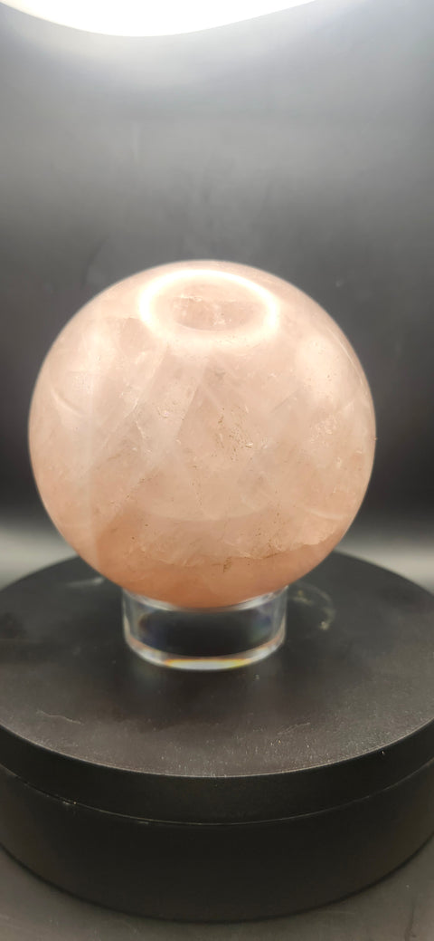 Rose quartz sphere, 85mm, 3.35 inches, 1.15 pounds
