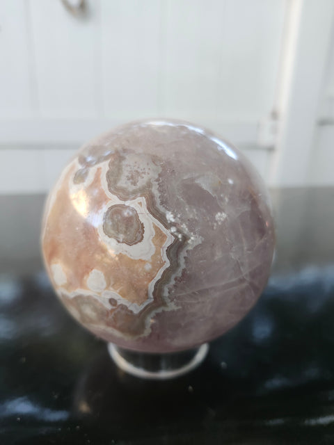 Amethyst lace agate sphere! 85mm, 3.36 inches, 2.1 pounds