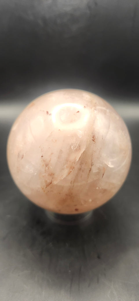 Fire quartz sphere! 65.7mm, 2.5 inches, 14 ounces