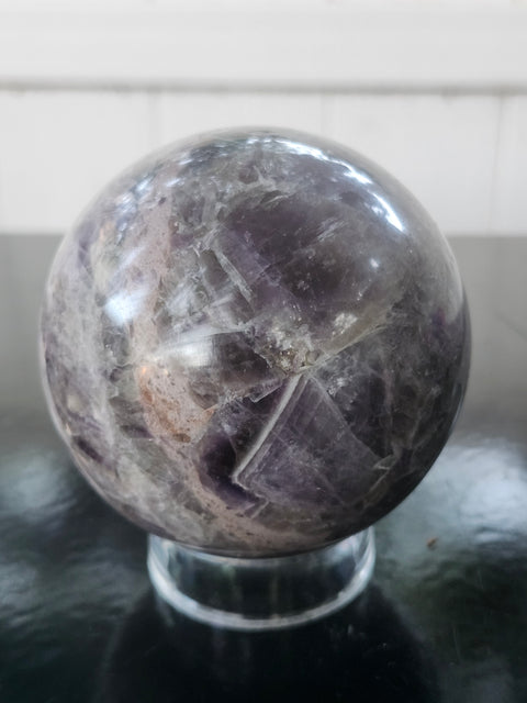 Chevron amethyst sphere! 76mm, 3 inches, 1.6 pounds
