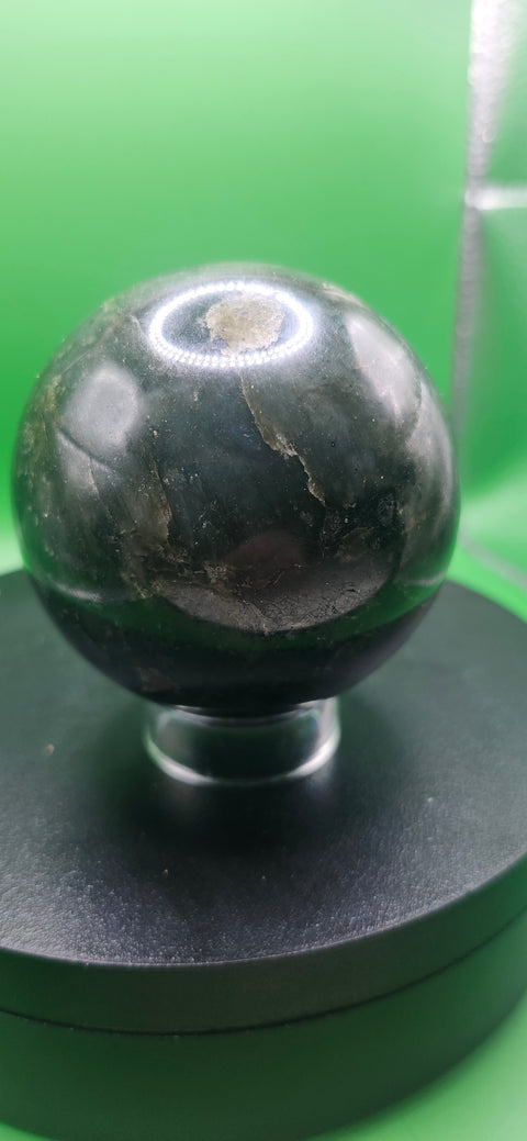 Labradorite sphere! 65mm, 2.5 inches, 14 ounces blue flash