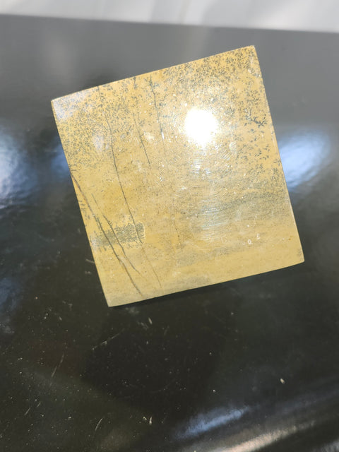 Yellow feather jasper balancing cube! 2.6 by 2.3 inches wide, 1.6 pounds