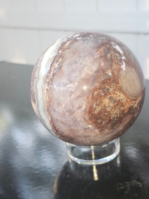 Amethyst lace agate sphere! 1.15 pounds, 85mm, 3.3 inches