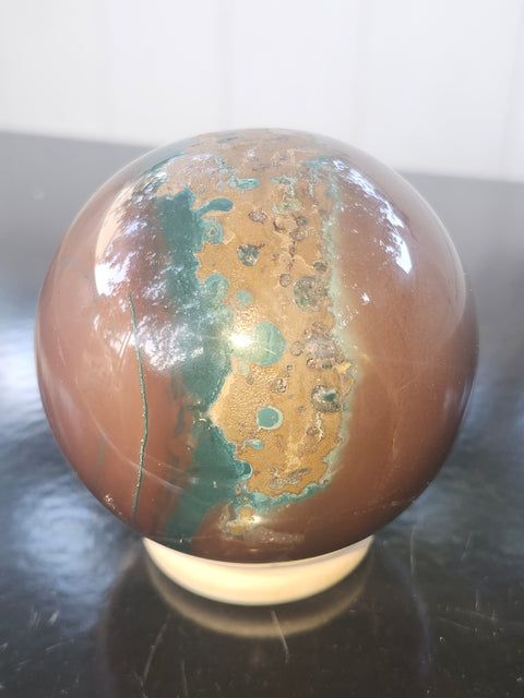 Ocean jasper sphere! 72mm, 2.83 inches, 1.1 pounds