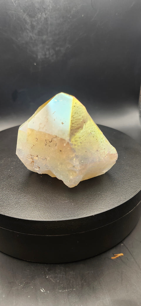 Angel aura citrine polished top point! 4 ounces.