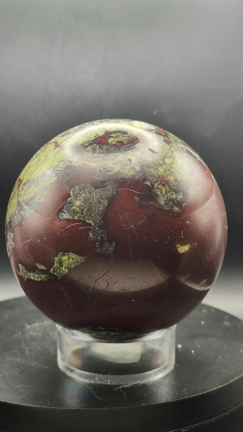 Dragon bloodstone sphere 80mm, 3.15 inches 1.11 pounds