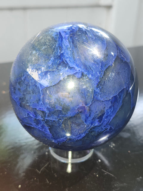 Blueberry quartz sphere! 78mm, 3.1 inches, 1.4 pounds