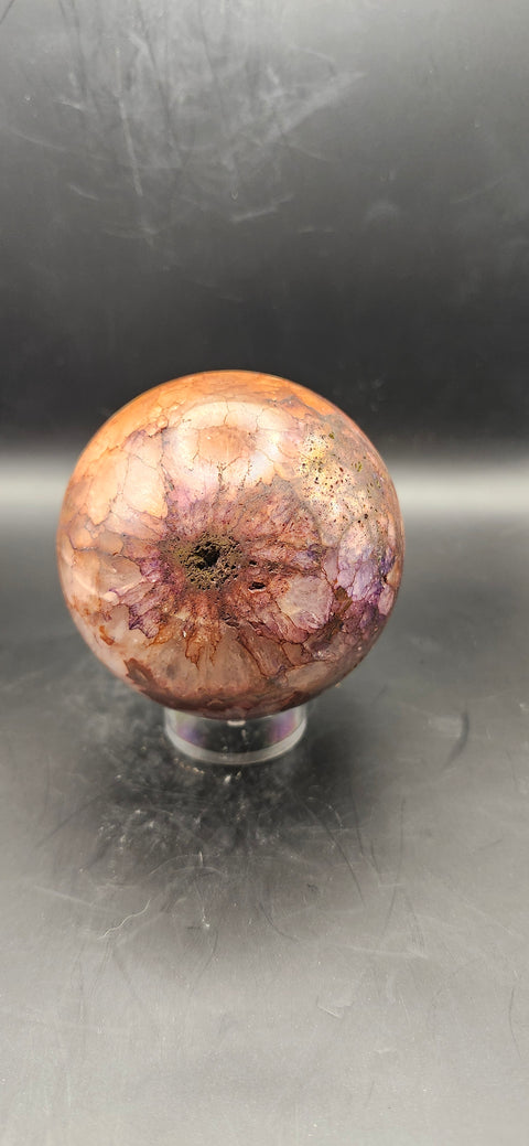 Ferruginous quartz sphere. 68.2mm, 2.68 inches, 15 ounces