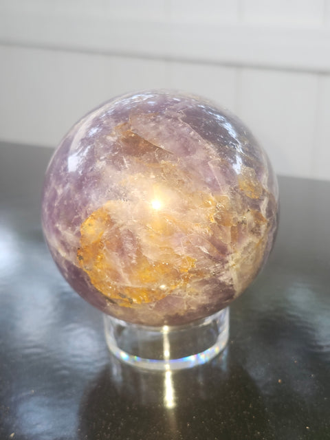 Dream amethyst sphere! 77.5mm, 3.05 inches, 1.6 pounds