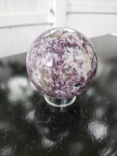 81mm, 3.18 inch Lepidolite sphere! 1.10 pounds