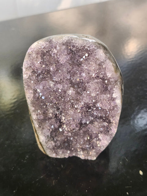 Amethyst cut base free form! 14.7 ounces, 3.6 inches tall, 2.6 wide
