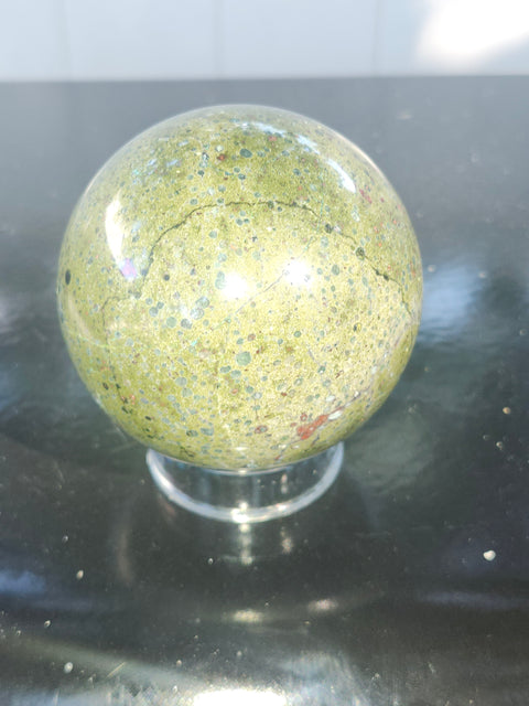 Olive opal sphere! 1.7 pounds, 73mm, 2.8 inches