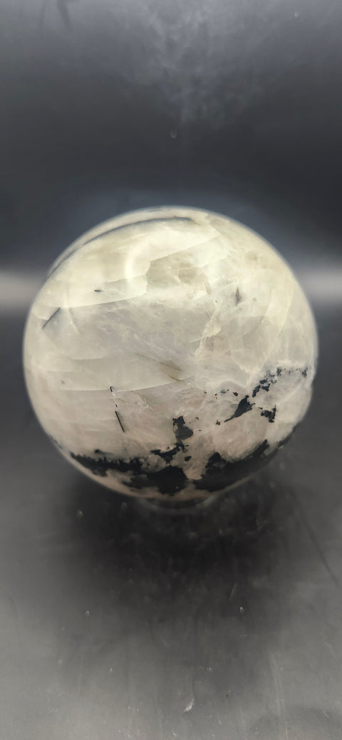 Rainbow moonstone sphere! 81.9mm, 3.22 inches, 1.11 pounds