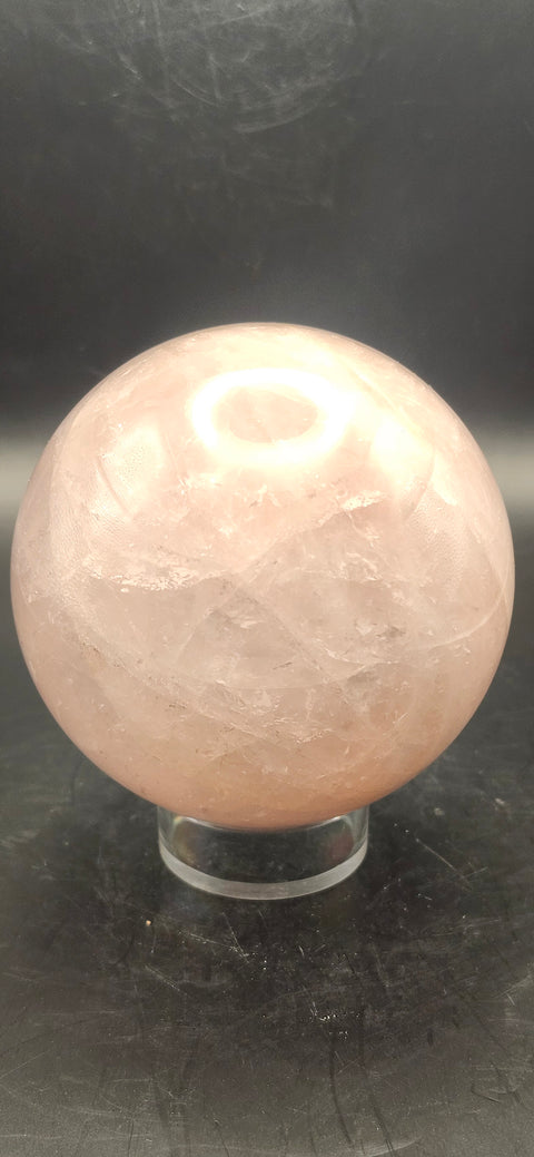 Rose quartz sphere! 69.8mm, 2.7 inches, one pound!