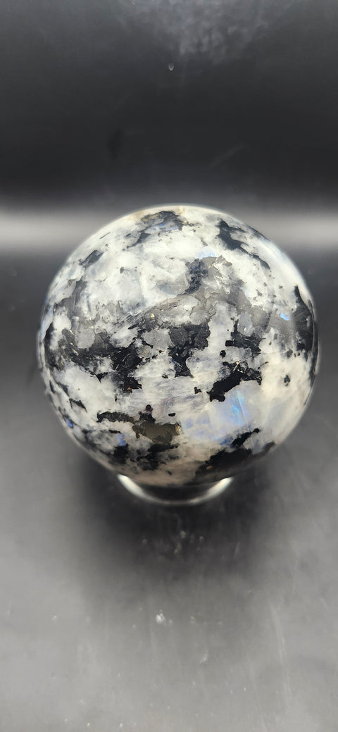Rainbow moonstone sphere! 79.6mm, 3.13 inches, 1.10 pounds
