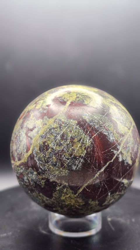 Dragon bloodstone sphere 75mm, 2.96 inches, 1.7 pounds