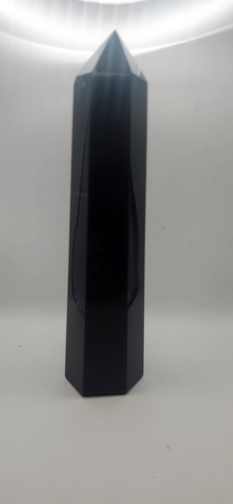 Black agate tower, 1.6 pounds, 8.5 inches tall