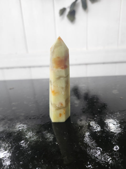 Olive opal tower! 3.5 inches, 2.5 ounces