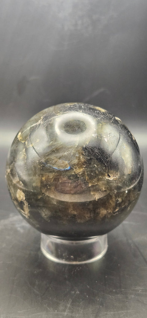 Labradorite sphere. 62mm, 2.44 inches, 12.2 ounces