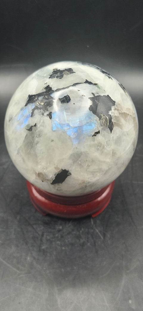Rainbow moonstone sphere! 72mm, 2.8 inches, 1.2 pounds