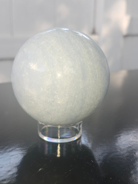 Blue calcite sphere! 13.8 ounces, 65mm, 2.56 inches