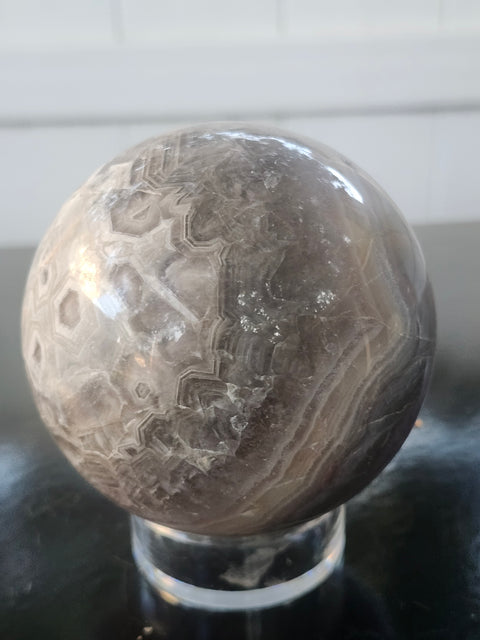 Amethyst lace agate sphere! 76mm, 3 inches, 1.6 pounds