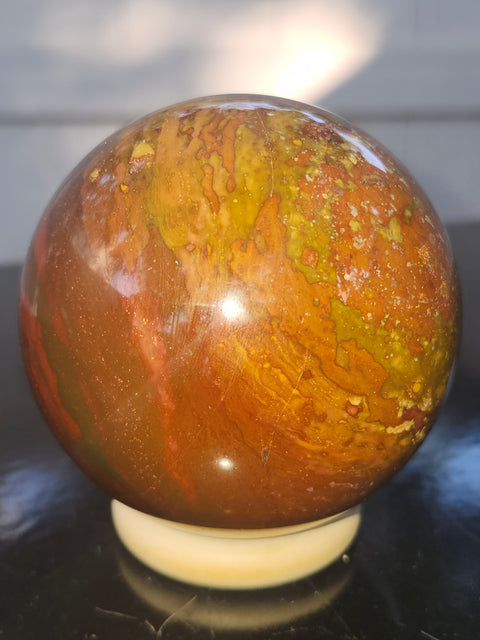 Ocean jasper sphere! 70.6mm, 2.77 inches, 1.1 pounds
