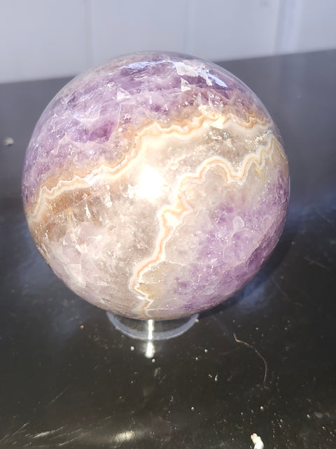 Amethyst lace agate sphere! 76mm, 3 inches, 1.6 pounds