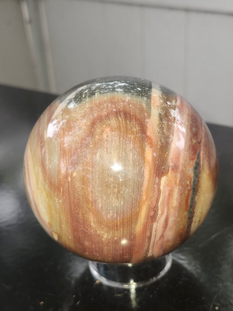 Large polychrome jasper sphere! 90mm, 3.56 inches, 2.4 pounds