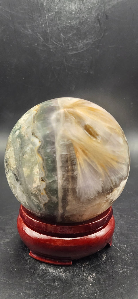 Florite/ ferruginous quartz sphere!! 15.7 ounces, 65.6mm, 2.5 inches