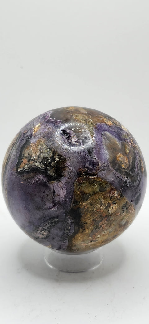 Opalized fluorite sphere! 71mm, 2.8 inches, 1.3 pounds