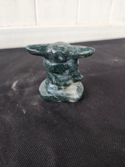 4.9 ounce, 2.75 inch moss agate yoda