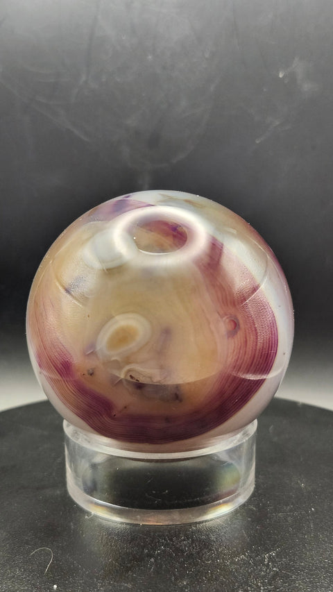 Purple, clear agate sphere! 60mm, 2.36 inches, 10.5 ounces!!