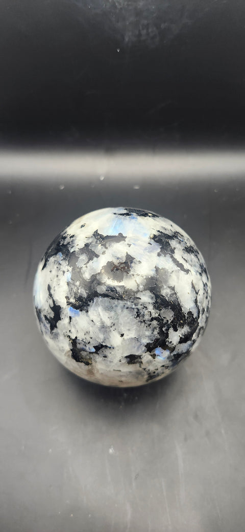 Rainbow moonstone sphere! 79.6mm, 3.13 inches, 1.10 pounds