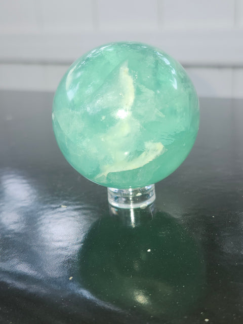 Green florite sphere! 6.8 ounces, 48mm, 1.9 inches