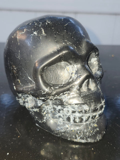 Shungite skull! 1.5 pounds, 4 inches long by 3.1 tall, 2.5 wide