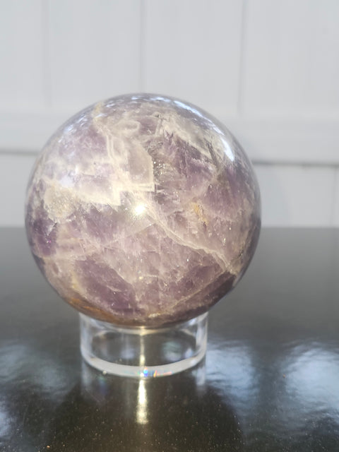 Dream amethyst sphere! 77.5mm, 3.05 inches, 1.6 pounds