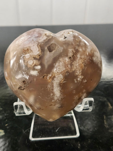 Flower agate heart! 10 ounces, 75mm wide, 69mm tall, 42mm thick