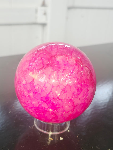 Pink crackle quartz! 14.7 ounces, 66mm, 2.6 inches