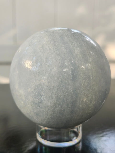 Blue calcite sphere! 13.8 ounces, 65mm, 2.56 inches