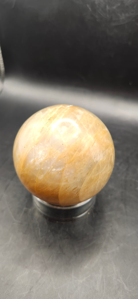 Peach moonstone sphere! 10.3 ounces, 59.6mm, 2.3 inches
