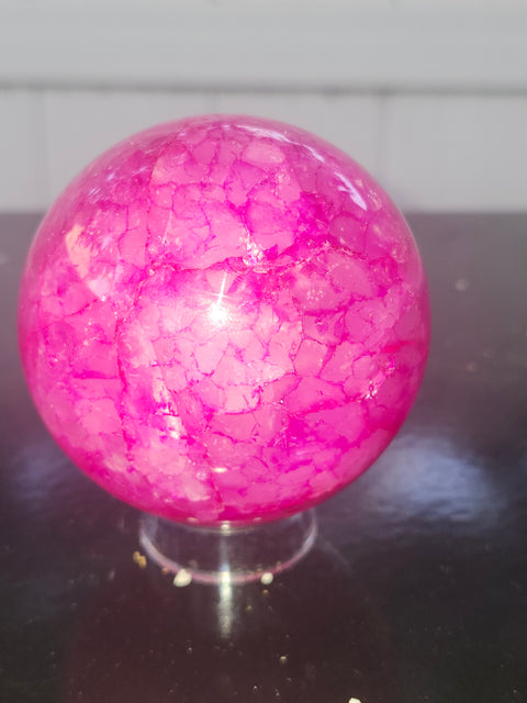 Pink crackle quartz! 14.7 ounces, 66mm, 2.6 inches