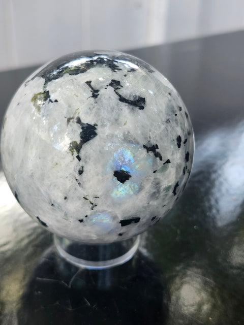 61mm, 2.40 inch, 11.5 ounce rainbow moonstone sphere