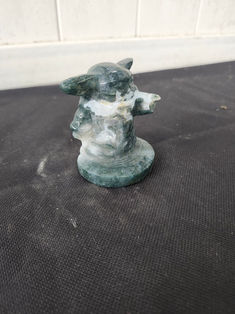 4.9 ounce, 2.75 inch moss agate yoda