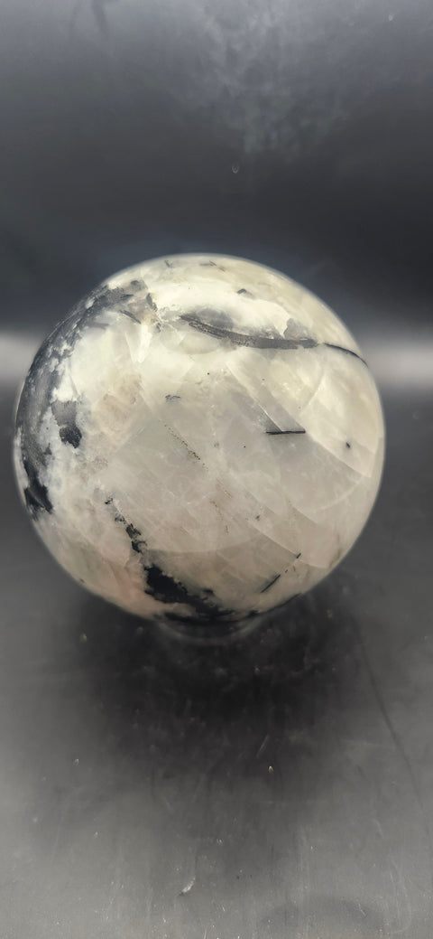 Rainbow moonstone sphere! 81.9mm, 3.22 inches, 1.11 pounds