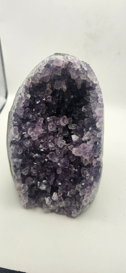 Amethyst cut base free form, 1.13 pounds, 4.8 inches tall,.3.3 wide